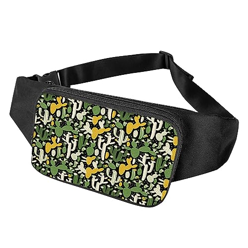 Surwin Bauchtasche für Damen Herren, Kaktus Muster Gürteltasche Hüfttasche Verstellbarem Riemen Brusttasche Umhängetasche für Reisen Outdoor Sportarten Training Jogging (Yellow Cactus) von Surwin