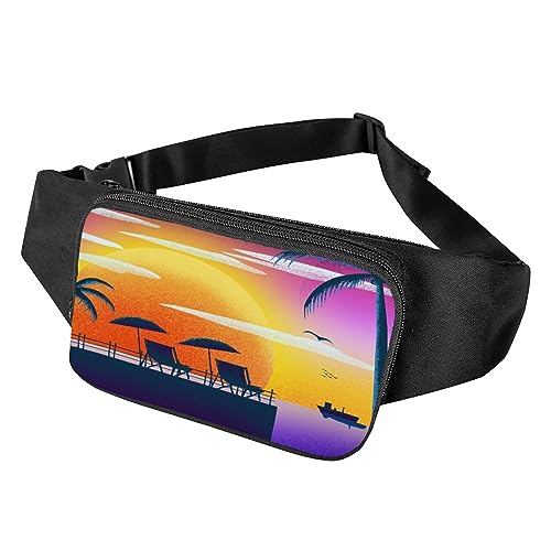 Surwin Bauchtasche für Damen Herren, Sonnenuntergang Muster Gürteltasche Hüfttasche Verstellbarem Riemen Brusttasche Umhängetasche für Reisen Outdoor Sportarten Training (Sonne) von Surwin