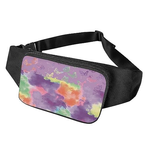 Surwin Bauchtasche für Damen Herren, Tie Dye Stil Gürteltasche Hüfttasche Verstellbarem Riemen Brusttasche Umhängetasche für Reisen Outdoor Sportarten Training Jogging Wandern (Dunkelviolett) von Surwin