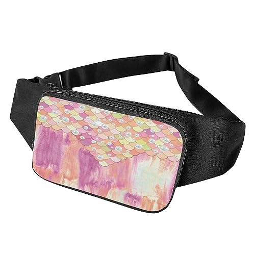 Surwin Bauchtasche für Damen Herren, Tie Dye Stil Gürteltasche Hüfttasche Verstellbarem Riemen Brusttasche Umhängetasche für Reisen Outdoor Sportarten Training Jogging Wandern (Scales Muster) von Surwin