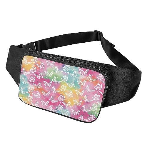 Surwin Bauchtasche für Damen Herren, Tie Dye Stil Gürteltasche Hüfttasche Verstellbarem Riemen Brusttasche Umhängetasche für Reisen Outdoor Sportarten Training Jogging Wandern (Schmetterling) von Surwin