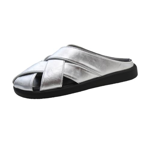 Surwin Clogs Damen, Weiches Kork Fußbett Pantoletten Hausschuhe Sommer Gummisohle Unisex Sandalen rutschfest Gartenschuhe Komfort Slip-On Kartoffel Schuhe 34-40EU (Silber,35) von Surwin