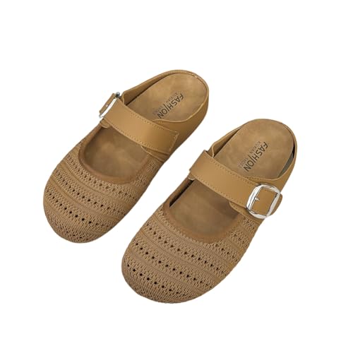 Surwin Clogs Damen, Weiches Kork Fußbett Pantoletten Hausschuhe Sommer Gummisohle Unisex Sandalen rutschfest Gartenschuhe Komfort Slip-On Kartoffel Schuhe 35-40EU (Braun,35) von Surwin