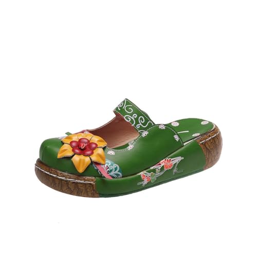 Surwin Clogs Damen, Weiches Kork Fußbett Pantoletten Hausschuhe Sommer Gummisohle Unisex Sandalen rutschfest Gartenschuhe Komfort Slip-On Kartoffel Schuhe 35-43EU (Grün,43) von Surwin