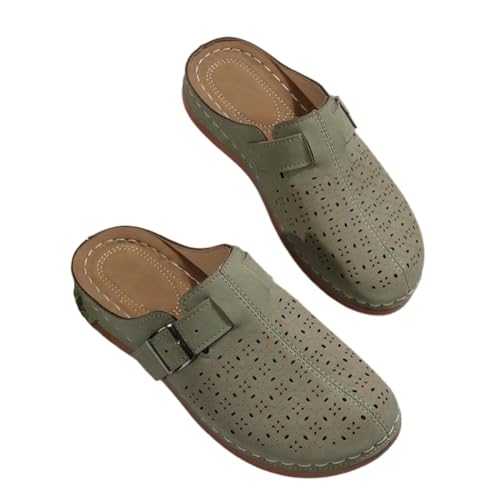 Surwin Clogs Damen, Weiches Pantoletten Hausschuhe Sommer Gummisohle Unisex Sandalen rutschfest Gartenschuhe Komfort Slip-On Kartoffel Schuhe 36-43EU (A1351 Grün,41) von Surwin