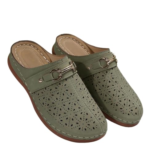 Surwin Clogs Damen, Weiches Pantoletten Hausschuhe Sommer Gummisohle Unisex Sandalen rutschfest Gartenschuhe Komfort Slip-On Kartoffel Schuhe 36-43EU (Grün,37) von Surwin