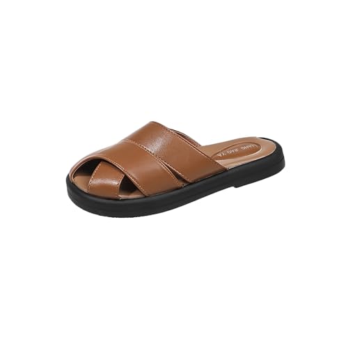 Surwin Clogs Damen Herren, Leder Weiches Kork Fußbett, Pantoletten, Hausschuhe, Sommer Korksohle, Unisex Sandalen, Komfort rutschfest Gartenschuhe, Slip-On Kartoffel Schuhe (Braun,40) von Surwin