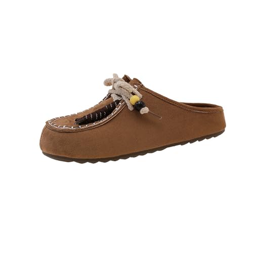 Surwin Clogs Damen Weiches Pantoletten Hausschuhe Sommer Gummisohle Unisex Sandalen rutschfest Gartenschuhe Komfort Slip-On Kartoffel Schuhe 35-40EU (B342 Braun,40) von Surwin