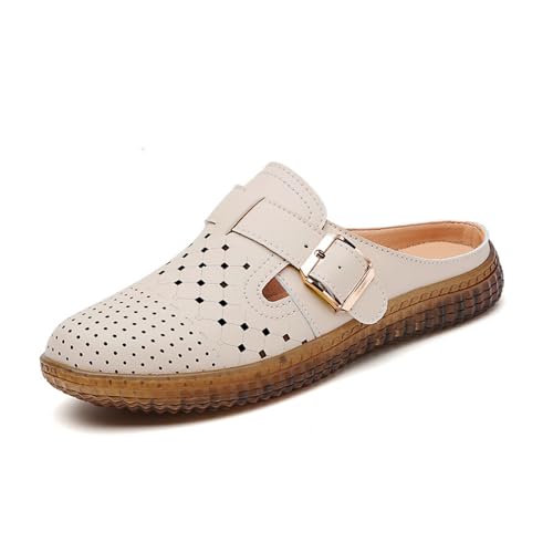 Surwin Clogs Damen Weiches Pantoletten Hausschuhe Sommer Gummisohle Unisex Sandalen rutschfest Gartenschuhe Komfort Slip-On Kartoffel Schuhe 35-42EU (979 Aprikose,38) von Surwin