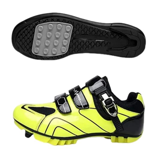 Surwin Einfach Rennradschuhe Herren Damen, Fahrradschuhe Herren mit Gummisohle, Atmungsaktiv MTB Schuhe rutschfest Fahrradschuhe, Kein Schloss MTB Schuhe Sports & Outdoor Shoes (Gelb Grün,37) von Surwin