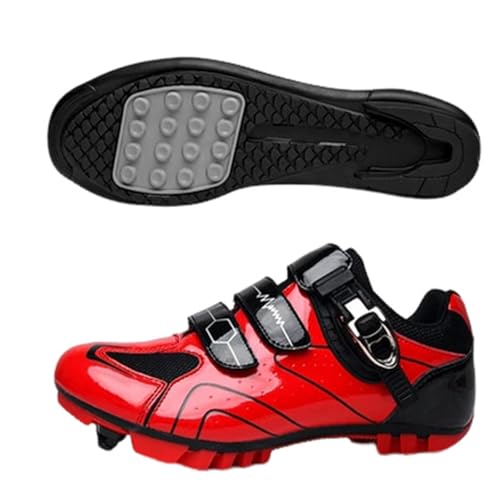 Surwin Einfach Rennradschuhe Herren Damen, Fahrradschuhe Herren mit Gummisohle, Atmungsaktiv MTB Schuhe rutschfest Fahrradschuhe, Kein Schloss MTB Schuhe Sports & Outdoor Shoes (Rot,46) von Surwin