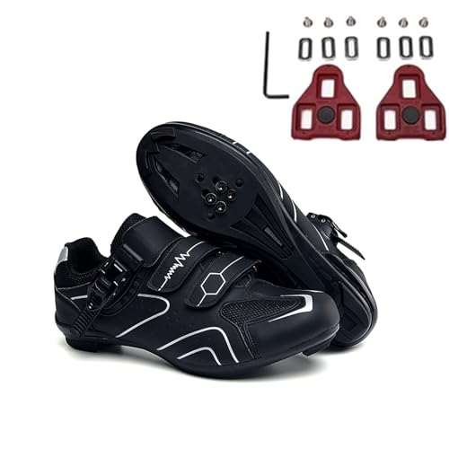 Surwin Fahrradschuhe Herren Damen, Atmungsaktive MTB Schuhe Herren Rennradschuh rutschfest Fahrradschuhe, Einfache Linien MTB Schuhe Sports & Outdoor Shoes, GanzjäHrig Einsetzbar (Schwarz,46) von Surwin