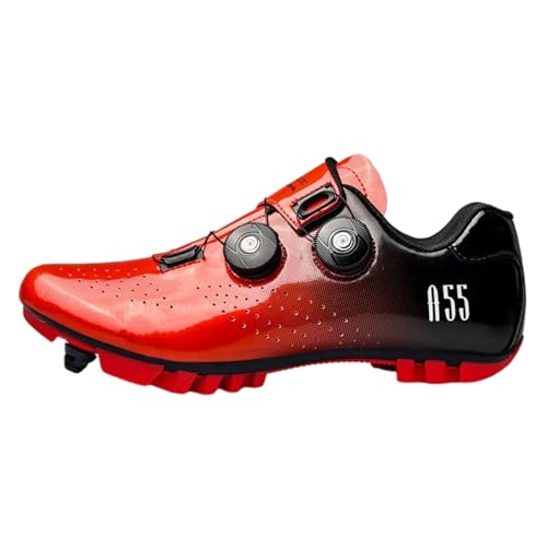 Surwin Fahrradschuhe MTB SPD, Farbverlauf Mountainbike Schuhe SPD für Herren Damen Unisex EU 36-47 MTB Schuhe mit Schrauben & Stollen Atmungsaktive Radsportschuhe (Rot,47) von Surwin