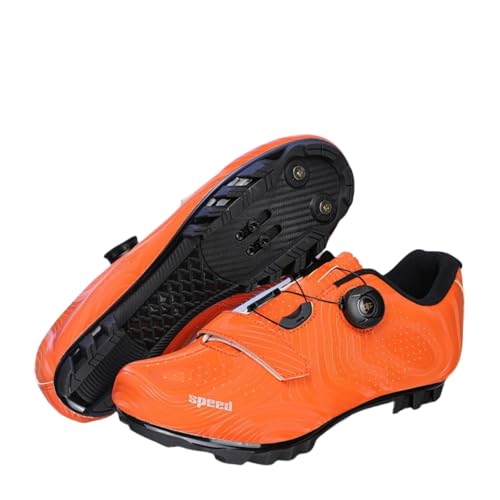 Surwin Fahrradschuhe MTB SPD, Mountainbike Schuhe SPD für Herren Damen EU 36-47 Drehschnalle MTB Schuhe mit Schrauben & Stollen Atmungsaktive Radsportschuhe Mountainbikeschuh (Orange B,36) von Surwin