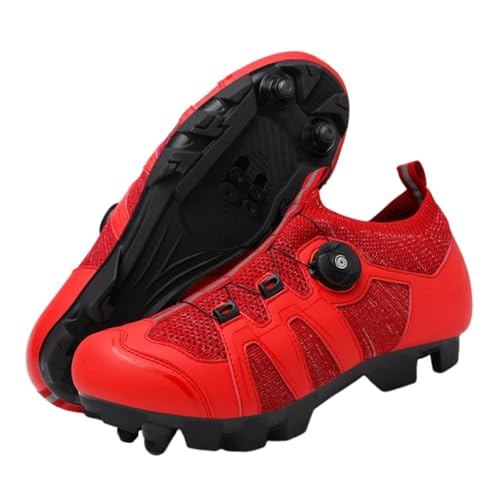 Surwin Fahrradschuhe MTB SPD, Mountainbike Schuhe SPD für Herren Damen EU 36-47 Drehschnalle MTB Schuhe mit Schrauben & Stollen Atmungsaktive Radsportschuhe Mountainbikeschuh (Rot D,40) von Surwin