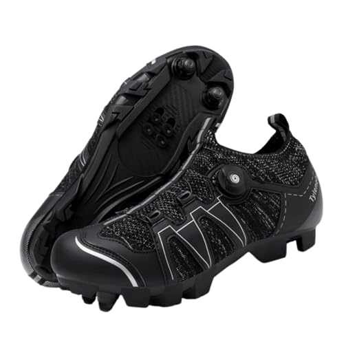 Surwin Fahrradschuhe MTB SPD, Mountainbike Schuhe SPD für Herren Damen EU 36-47 Drehschnalle MTB Schuhe mit Schrauben & Stollen Atmungsaktive Radsportschuhe Mountainbikeschuh (Schwarz D,36) von Surwin