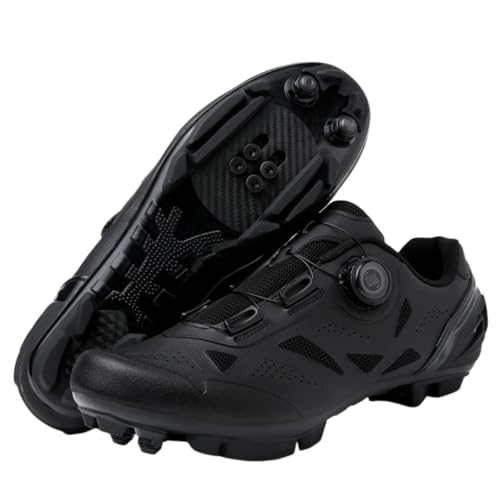 Surwin Fahrradschuhe MTB SPD, Mountainbike Schuhe SPD für Herren Damen EU 36-47 Drehschnalle MTB Schuhe mit Schrauben & Stollen Atmungsaktive Radsportschuhe Mountainbikeschuh (Schwarz E,45) von Surwin