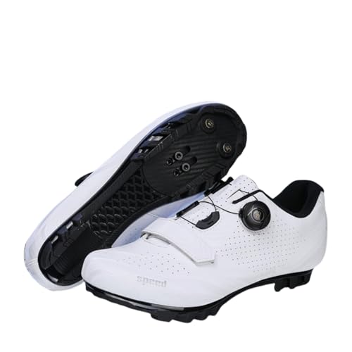 Surwin Fahrradschuhe MTB SPD, Mountainbike Schuhe SPD für Herren Damen EU 36-47 Drehschnalle MTB Schuhe mit Schrauben & Stollen Atmungsaktive Radsportschuhe Mountainbikeschuh (Weiß B,40) von Surwin