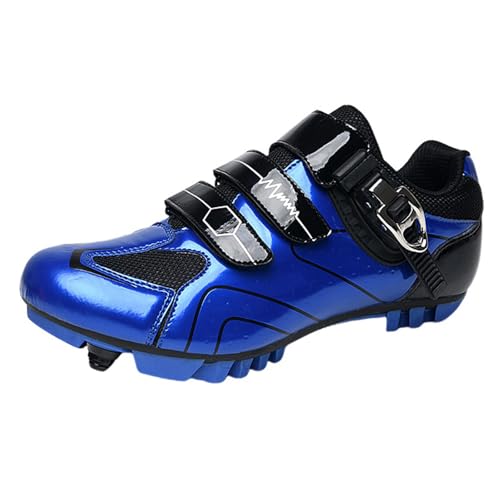 Surwin Fahrradschuhe MTB SPD, Mountainbike Schuhe SPD für Herren Damen EU 36-47 Nylonschnalle MTB Schuhe mit Schrauben & Stollen Atmungsaktive Radsportschuhe (Königsblau A,38) von Surwin