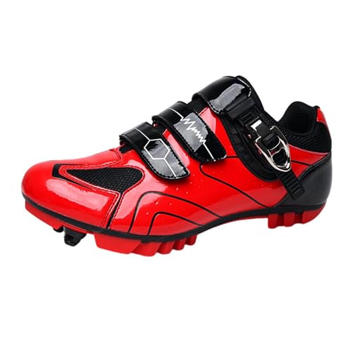 Surwin Fahrradschuhe MTB SPD, Mountainbike Schuhe SPD für Herren Damen EU 36-47 Nylonschnalle MTB Schuhe mit Schrauben & Stollen Atmungsaktive Radsportschuhe (Rot A,41) von Surwin