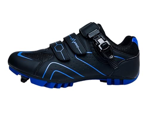 Surwin Fahrradschuhe MTB SPD, Mountainbike Schuhe SPD für Herren Damen EU 37-47 Nylonschnalle MTB Schuhe mit Schrauben & Stollen Atmungsaktive Radsportschuhe Mountainbikeschuh (Blau + Schwarz,40) von Surwin