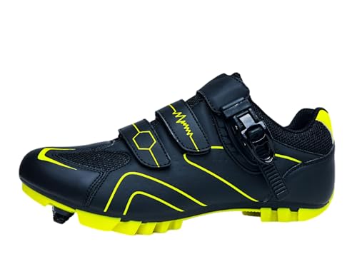 Surwin Fahrradschuhe MTB SPD, Mountainbike Schuhe SPD für Herren Damen EU 37-47 Nylonschnalle MTB Schuhe mit Schrauben & Stollen Atmungsaktive Radsportschuhe Mountainbikeschuh (Schwarz + Grün,40) von Surwin