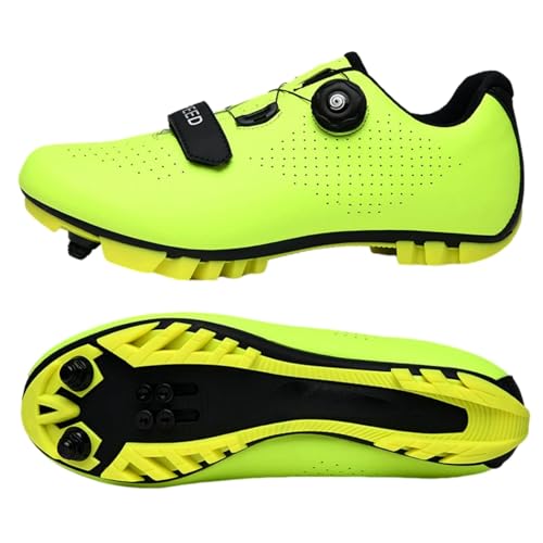 Surwin Fahrradschuhe MTB SPD, Mountainbike Schuhe SPD für Herren Damen Unisex EU 36-47 Drehschnalle MTB Schuhe mit Schrauben & Stollen Atmungsaktive Radsportschuhe (Fluoreszierend Grün A,39) von Surwin