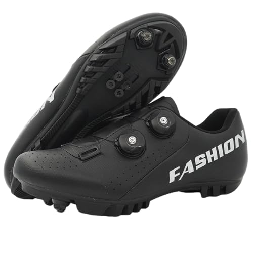 Surwin Fahrradschuhe MTB SPD, Mountainbike Schuhe SPD für Herren Damen Unisex EU 36-47 Drehschnalle MTB Schuhe mit Schrauben & Stollen Atmungsaktive Radsportschuhe Mountainbikeschuh (Schwarz,45) von Surwin