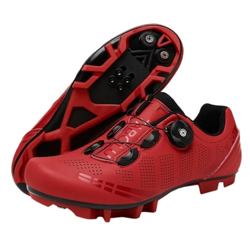 Surwin Fahrradschuhe MTB SPD, Mountainbike Schuhe SPD für Herren Damen Unisex EU 36-47 MTB Schuhe mit Schrauben & Stollen Atmungsaktive Radsportschuhe Mountainbikeschuh Reitschuhe (Rot,46) von Surwin