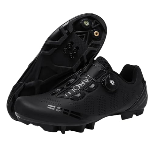 Surwin Fahrradschuhe MTB SPD, Mountainbike Schuhe SPD für Herren Damen Unisex EU 36-47 MTB Schuhe mit Schrauben & Stollen Atmungsaktive Radsportschuhe Mountainbikeschuh Reitschuhe (Schwarz,41) von Surwin