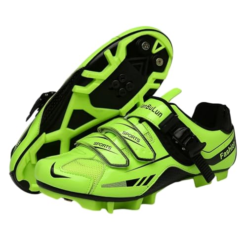 Surwin Fahrradschuhe MTB SPD, Mountainbike Schuhe SPD für Herren Damen Unisex EU 36-47 Nylonschnalle MTB Schuhe mit Schrauben & Stollen Atmungsaktive Radsportschuhe (Fluoreszierendes Grün,46) von Surwin