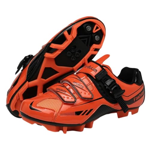 Surwin Fahrradschuhe MTB SPD, Mountainbike Schuhe SPD für Herren Damen Unisex EU 36-47 Nylonschnalle MTB Schuhe mit Schrauben & Stollen Atmungsaktive Radsportschuhe (Orange,40) von Surwin