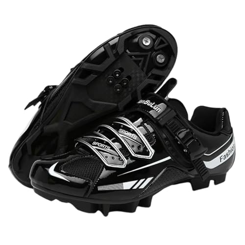 Surwin Fahrradschuhe MTB SPD, Mountainbike Schuhe SPD für Herren Damen Unisex EU 36-47 Nylonschnalle MTB Schuhe mit Schrauben & Stollen Atmungsaktive Radsportschuhe (Schwarz,41) von Surwin