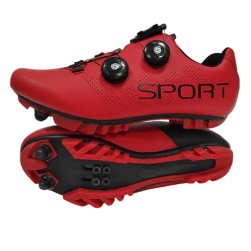 Surwin Fahrradschuhe MTB SPD, Mountainbike Schuhe SPD für Herren Damen Unisex EU 37-46 MTB Schuhe mit Schrauben & Stollen Atmungsaktive Radsportschuhe Mountainbikeschuh Reitschuhe (Rot,42) von Surwin