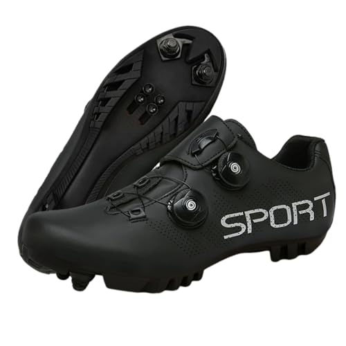 Surwin Fahrradschuhe MTB SPD, Mountainbike Schuhe SPD für Herren Damen Unisex EU 37-46 MTB Schuhe mit Schrauben & Stollen Atmungsaktive Radsportschuhe Mountainbikeschuh Reitschuhe (Schwarz,42) von Surwin