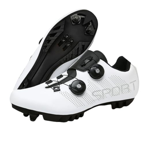 Surwin Fahrradschuhe MTB SPD, Mountainbike Schuhe SPD für Herren Damen Unisex EU 37-46 MTB Schuhe mit Schrauben & Stollen Atmungsaktive Radsportschuhe Mountainbikeschuh Reitschuhe (Weiß,39) von Surwin