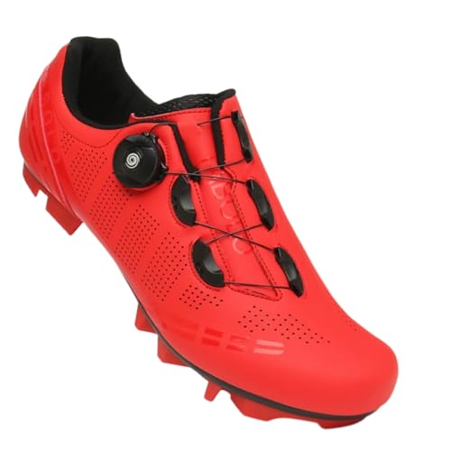 Surwin Fahrradschuhe MTB SPD, Mountainbike Schuhe SPD für Herren Damen Unisex EU 37-47 Drehschnalle MTB Schuhe mit Schrauben & Stollen Atmungsaktive Radsportschuhe Mountainbikeschuh (Rot,42) von Surwin