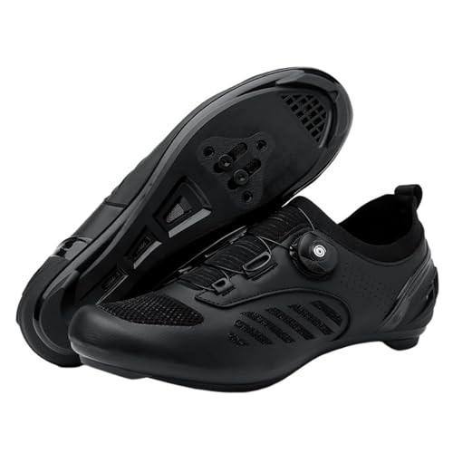 Surwin Fahrradschuhe Rennrad Herren Damen, Drehverschluss Design Rennradschuhe Lock Delta Pedal Unisex Rennrad Schuhe Radsportschuhe Reitschuhe Bikeschuhe, 37EU-46EU (Schwarz,45) von Surwin