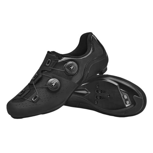 Surwin Fahrradschuhe Rennrad Herren Damen, Drehverschluss Design Rennradschuhe Lock Delta Pedal Unisex Rennrad Schuhe Radsportschuhe Reitschuhe Bikeschuhe, 37EU-47EU (Schwarz A,47) von Surwin