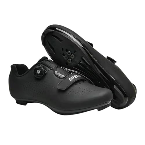 Surwin Fahrradschuhe Rennrad Herren Damen, Nylonschnalle Rennradschuhe Lock Delta Pedal Rennrad Schuhe Atmungsaktive Radsportschuhe Reitschuhe, Drehverschluss Design (Schwarz,36) von Surwin
