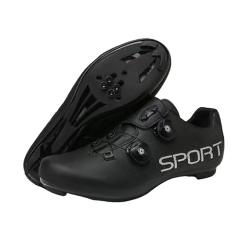 Surwin Fahrradschuhe Rennrad Herren Damen, Rennradschuhe Lock Delta Pedal Rennrad Schuhe Atmungsaktive Radsportschuhe Reitschuhe, Drehverschluss Design, 36 EU-46 EU (Schwarz E,44) von Surwin