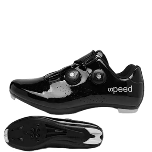 Surwin Fahrradschuhe Rennrad Herren Damen, Rennradschuhe Lock Delta Pedal Rennrad Schuhe Atmungsaktive Radsportschuhe Reitschuhe Bikeschuhe, Drehverschluss Design, 36 EU-47 EU (Schwarz,38) von Surwin