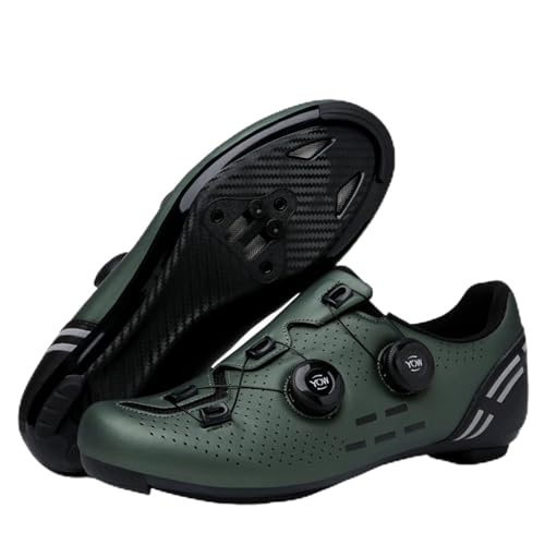 Surwin Fahrradschuhe Rennrad Herren Damen, Rennradschuhe Unisex Rennrad Schuhe Lock Delta Pedal Radsportschuhe Atmungsaktive Reitschuhe, Drehverschluss Design, 36EU-47EU (Dunkelgrün A,42) von Surwin