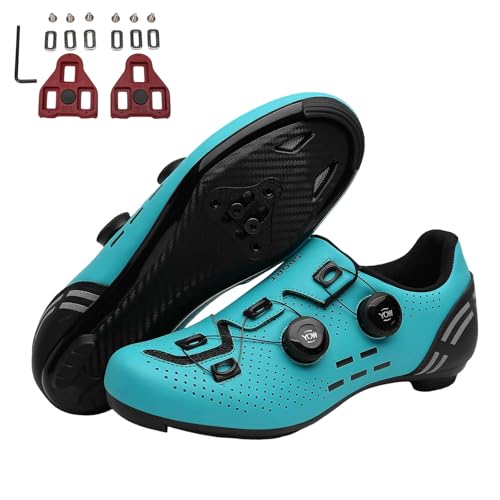 Surwin Fahrradschuhe Rennrad Herren Damen, Rennradschuhe Unisex Rennrad Schuhe Lock Delta Pedal Radsportschuhe Atmungsaktive Reitschuhe, Drehverschluss Design, 36EU-47EU (Seeblau A,44) von Surwin