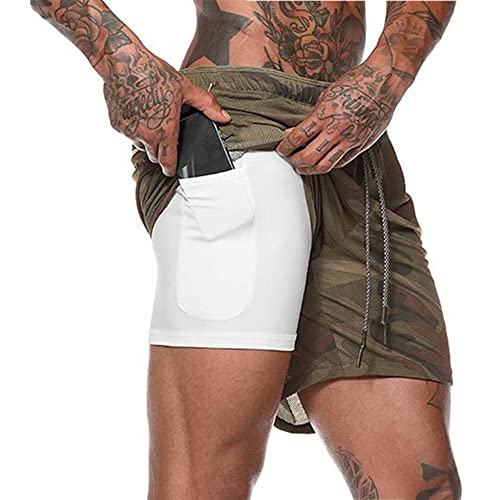 Surwin Herren Sport Shorts Kurze Sporthose, Laufshorts 2 in 1 Kurze Fitnesshose Jogginghose mit Tasche Männer Sommer Schnell Trocknend Fitness Laufshorts von Surwin