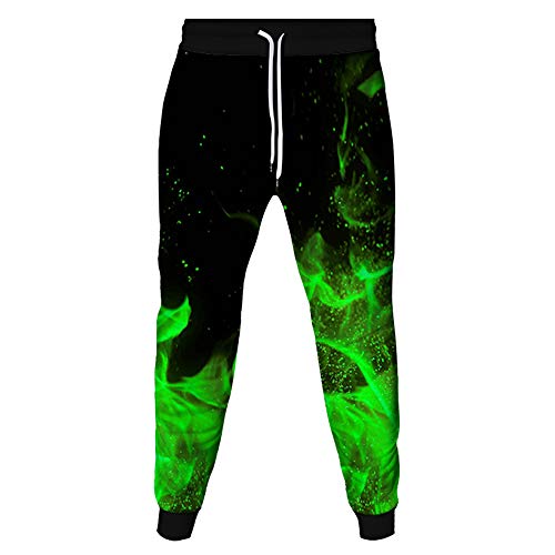 Surwin Jogginghose Herren 3D Druck, Jogging-Hosen-beiläufige 3D Druck Hose Lässige Sport Training Sweatpants Jogginghose Jungen Sporthose mit Kordelzug (Grün,2XL) von Surwin