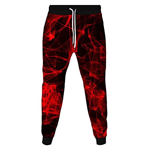 Surwin Jogginghose Herren 3D Druck, Jogging-Hosen-beiläufige 3D Druck Hose Lässige Sport Training Sweatpants Jogginghose Jungen Sporthose mit Kordelzug (rot,L) von Surwin