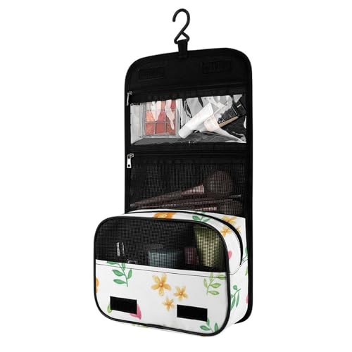 Surwin Kulturbeutel Herren Damen Zum Aufhängen Reise Hängender Blumen Kulturbeutel Kulturtasche Tragbare Groß Kosmetiktasche mit 4 Fächern Schminktasche für Urlaub Travel Ferien (Herz) von Surwin