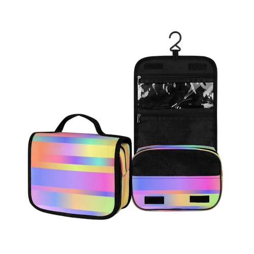 Surwin Kulturbeutel Herren Damen Zum Aufhängen Reise Hängender Kulturbeutel Kulturtasche Tragbare Groß Kosmetiktasche mit 3 Fächern Schminktasche (Bunt,22.5x18.5x7cm) von Surwin