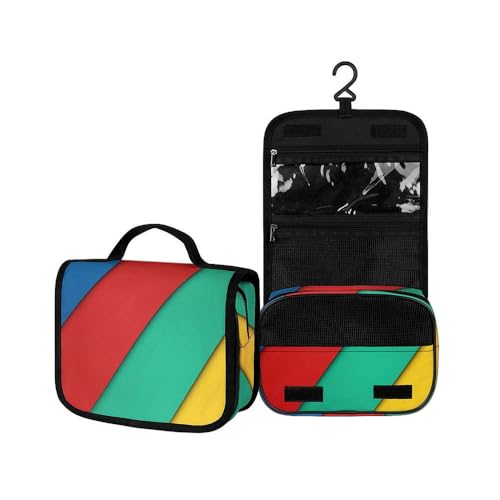 Surwin Kulturbeutel Herren Damen Zum Aufhängen Reise Hängender Kulturbeutel Kulturtasche Tragbare Groß Kosmetiktasche mit 3 Fächern Schminktasche (Farbiger Karton,22.5x18.5x7cm) von Surwin